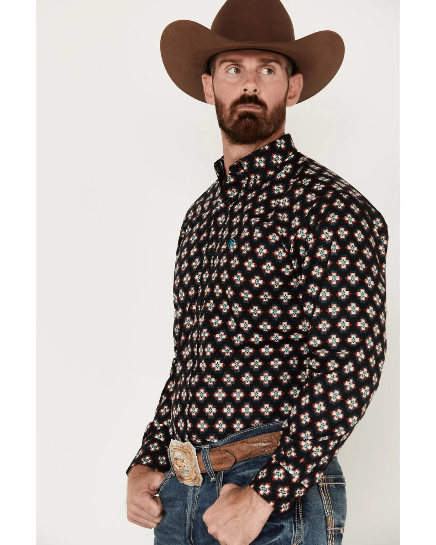 Ariat Men's Kasey Geometric Southwestern Print Long Sleeve Button-Down Western Shirt 2 Ariat Men's Kasey Geometric Southwestern Print Long Sleeve Button-Down Western Shirt - Image 2