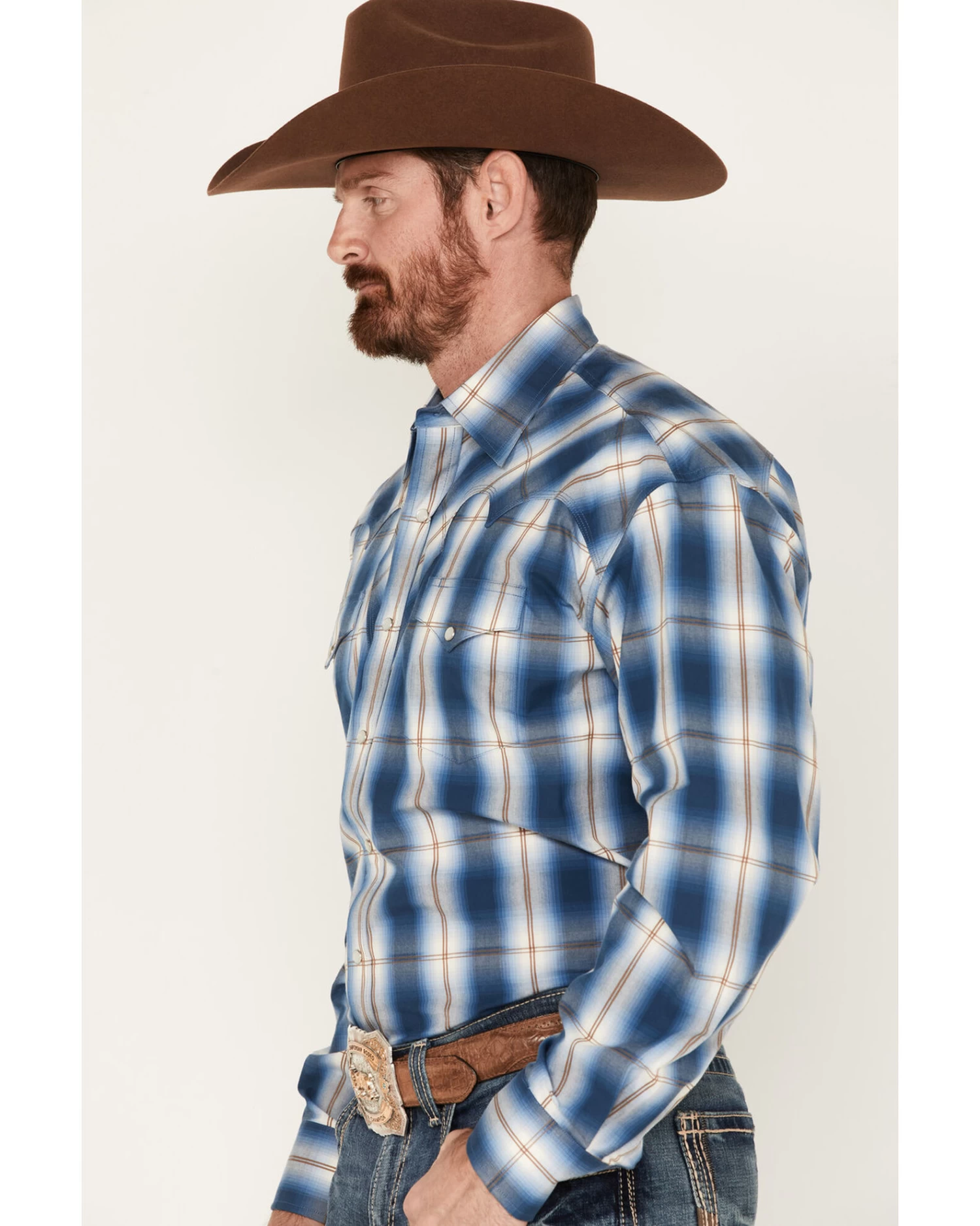 Stetson Men's Fancy Large Plaid Long Sleeve Snap Shirt 2 Stetson Men's Fancy Large Plaid Long Sleeve Snap Shirt - Image 2