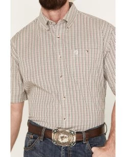 George Strait By Wrangler Men's Checkered Print Short Sleeve Stretch Button Down Shirt 6 George Strait By Wrangler Men's Checkered Print Short Sleeve Stretch Button Down Shirt -Ariat Store 2000379992 341 P3