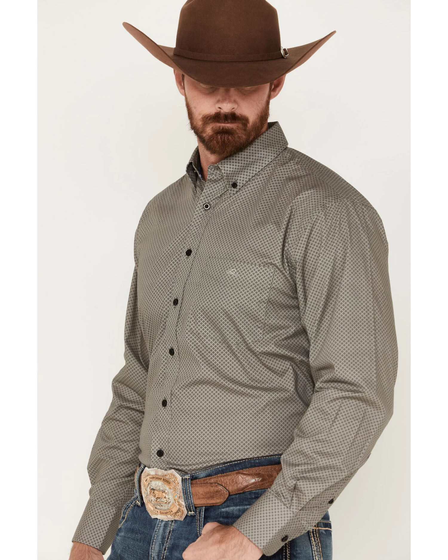 Resistol Men's Brees Geo Print Long Sleeve Button Down Shirt 2 Resistol Men's Brees Geo Print Long Sleeve Button Down Shirt - Image 2