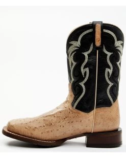 Dan Post Men's Hand Ostrich Quill Western Boots - Broad Square Toe -Ariat Store 2000381788 100 P3