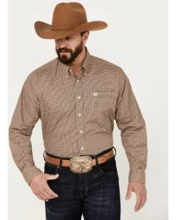 Cinch Men's Plaid Print Long Sleeve Button Down Western Shirt 