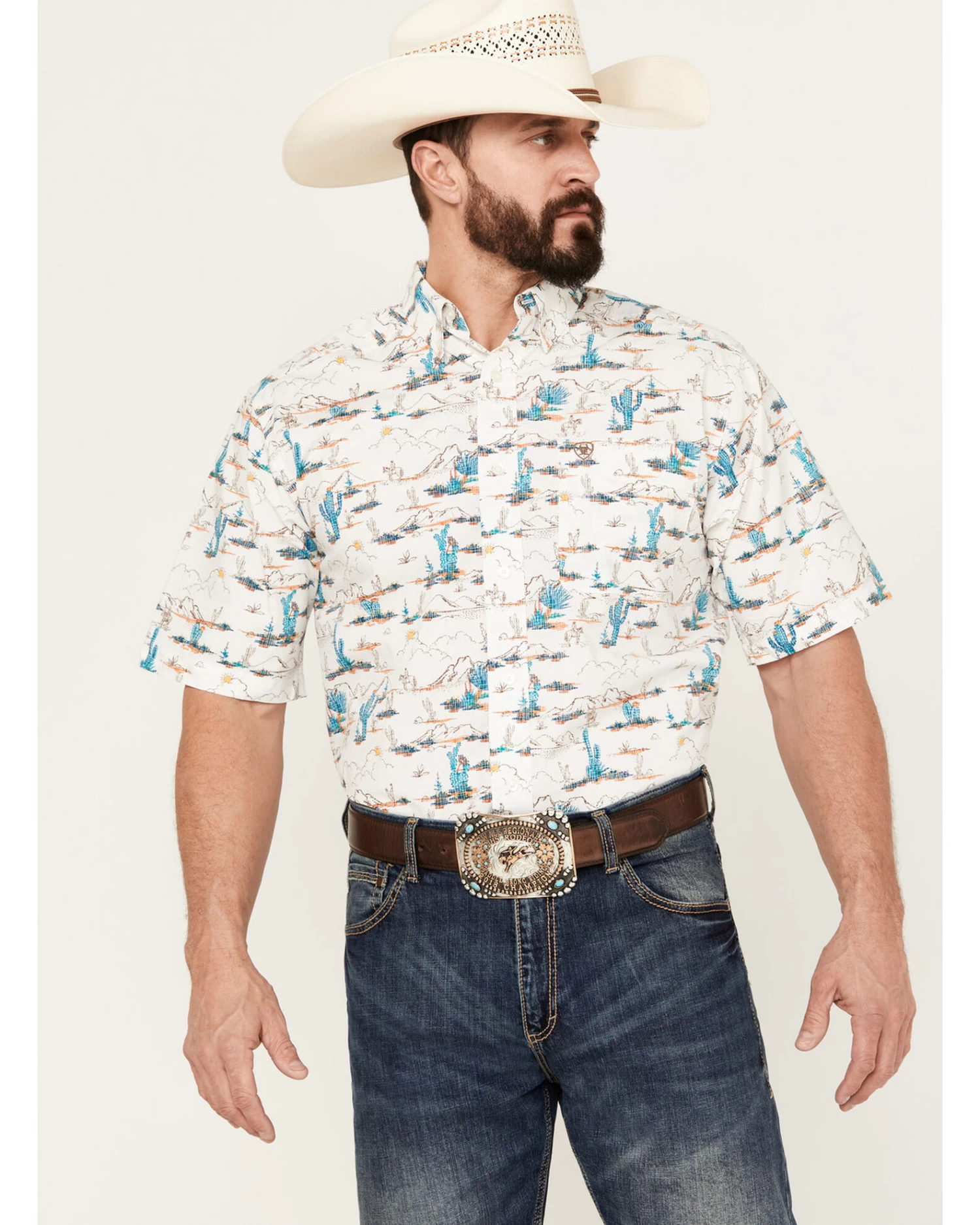 Ariat Men's Krish Classic Fit Button-Down Short Sleeve Western Shirt 1 Ariat Men's Krish Classic Fit Button-Down Short Sleeve Western Shirt