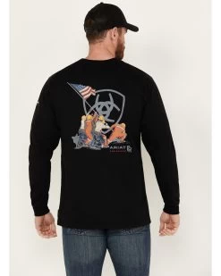 Ariat Men's FR Raising The Flag Long Sleeve Work T-Shirt -Ariat Store 2000384705 001 P3