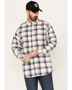 Ariat Men's FR Chiseled Plaid Print Long Sleeve Button Down Work Shirt