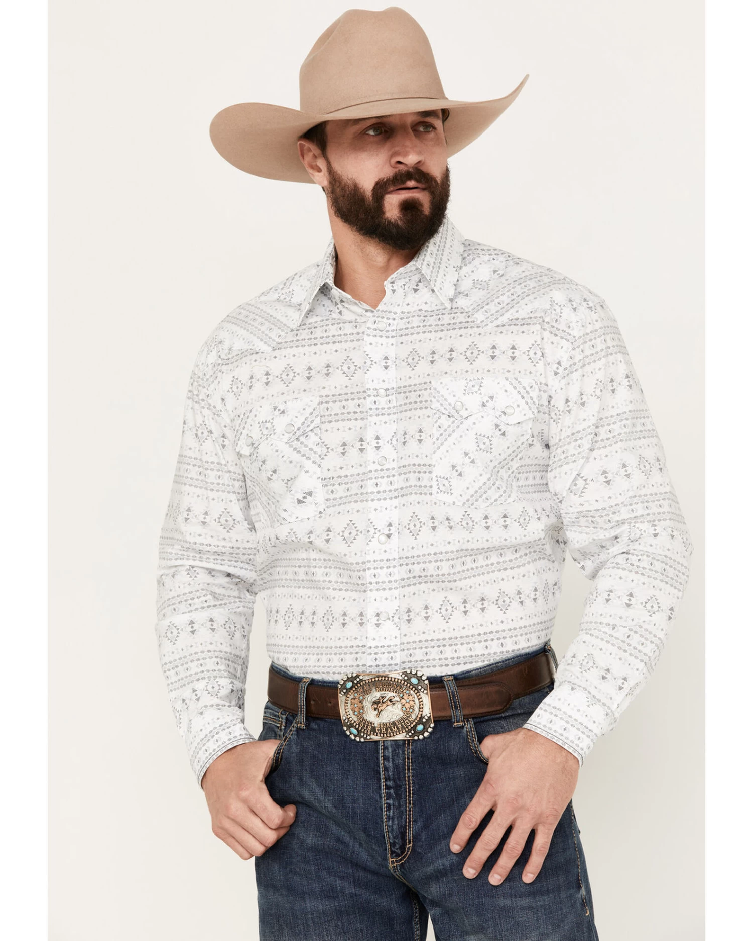 Rough Stock By Panhandle Men's Southwestern Print Long Sleeve Stretch Western Snap Shirt 1 Rough Stock By Panhandle Men's Southwestern Print Long Sleeve Stretch Western Snap Shirt