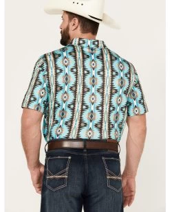 Panhandle Men's Southwestern Print Short Sleeve Western Snap Polo 7 Panhandle Men's Southwestern Print Short Sleeve Western Snap Polo -Ariat Store 2000385196 440 P4