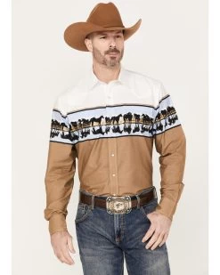 Roper Men's Vintage Border Long Sleeve Western Snap Shirt