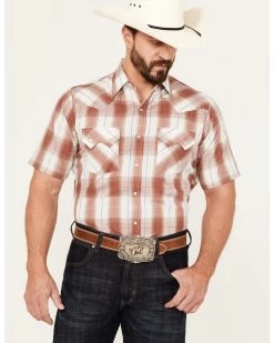 Ely Walker Men's Plaid Short Sleeve Western Snap Shirt