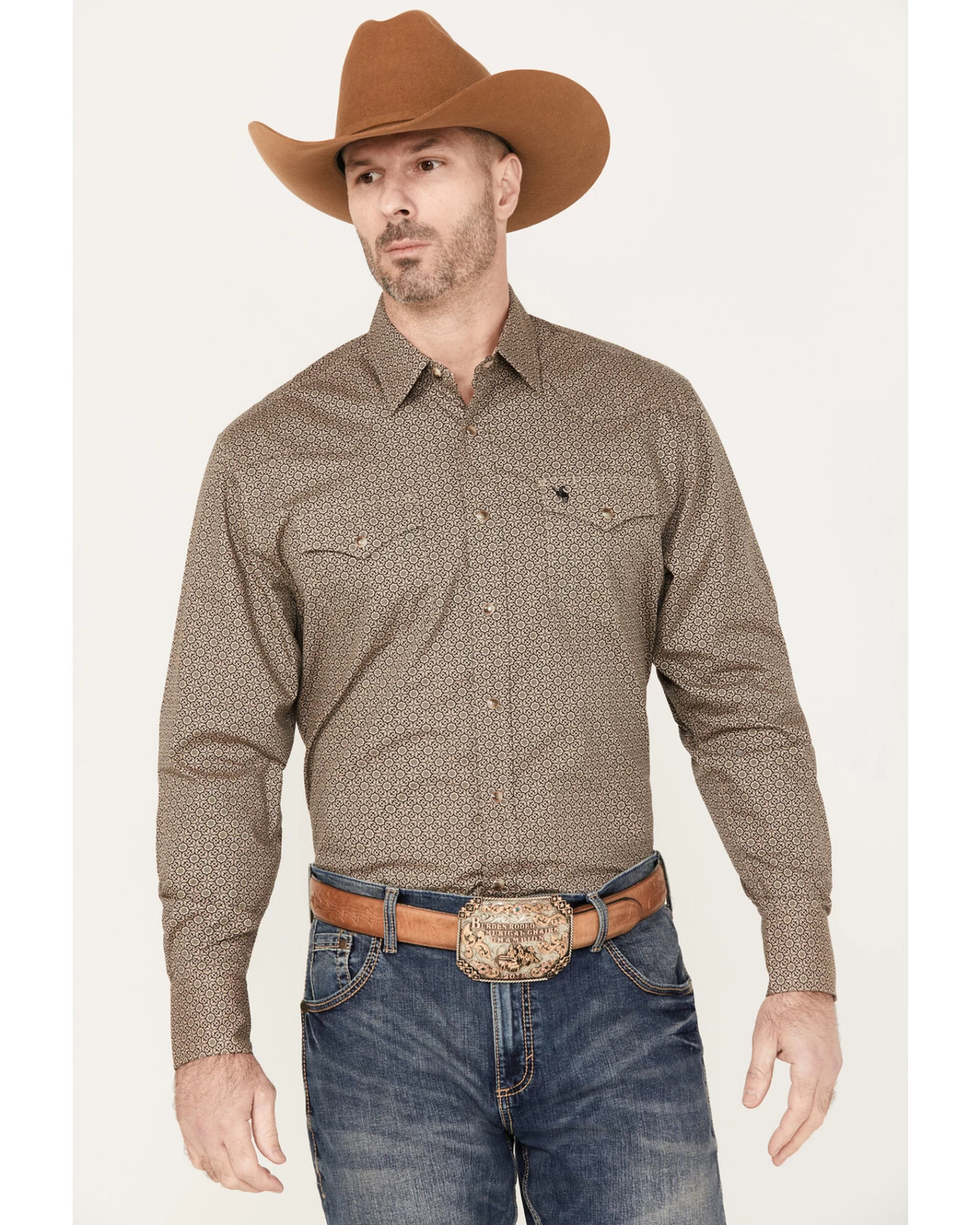 Rodeo Clothing Men's Medallion Print Long Sleeve Snap Western Shirt 1 Rodeo Clothing Men's Medallion Print Long Sleeve Snap Western Shirt