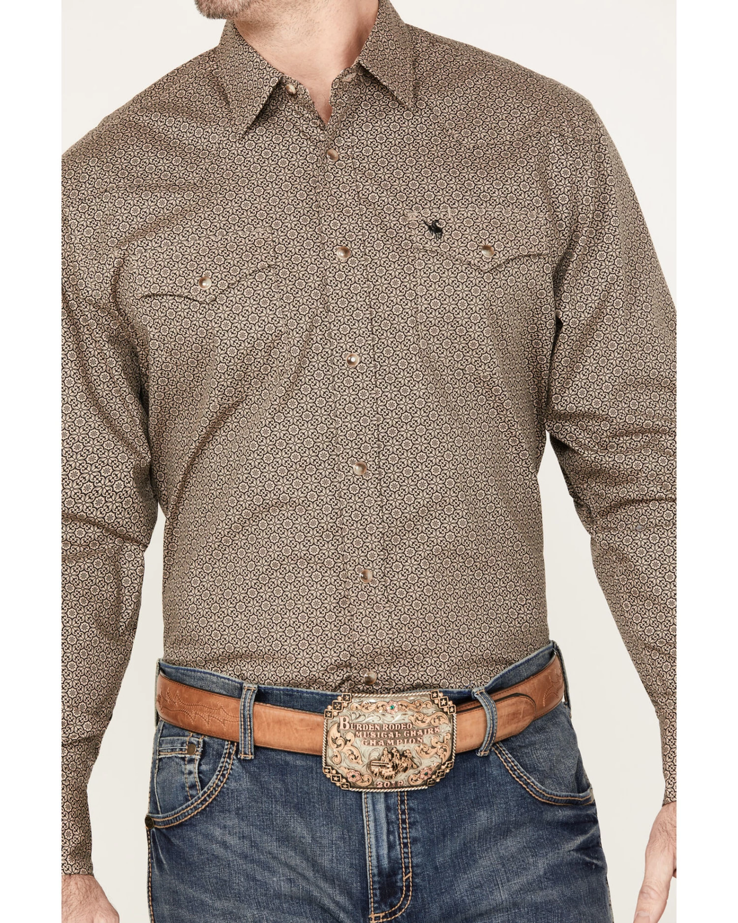 Rodeo Clothing Men's Medallion Print Long Sleeve Snap Western Shirt 2 Rodeo Clothing Men's Medallion Print Long Sleeve Snap Western Shirt - Image 2