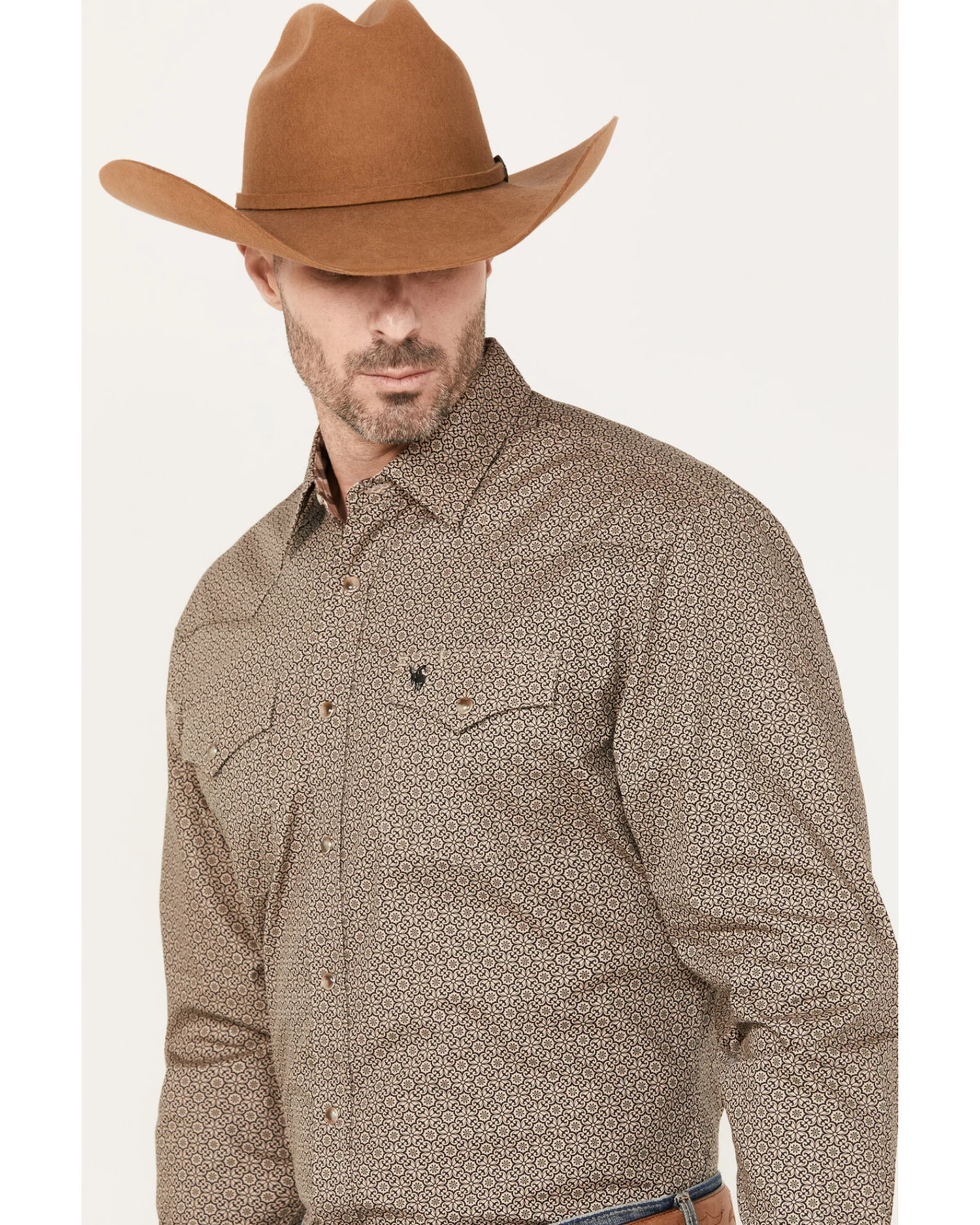 Rodeo Clothing Men's Medallion Print Long Sleeve Snap Western Shirt 3 Rodeo Clothing Men's Medallion Print Long Sleeve Snap Western Shirt - Image 3