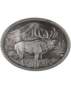 Montana Silversmiths Gunmetal Outdoor Series Wild Elk Carved Buckle
